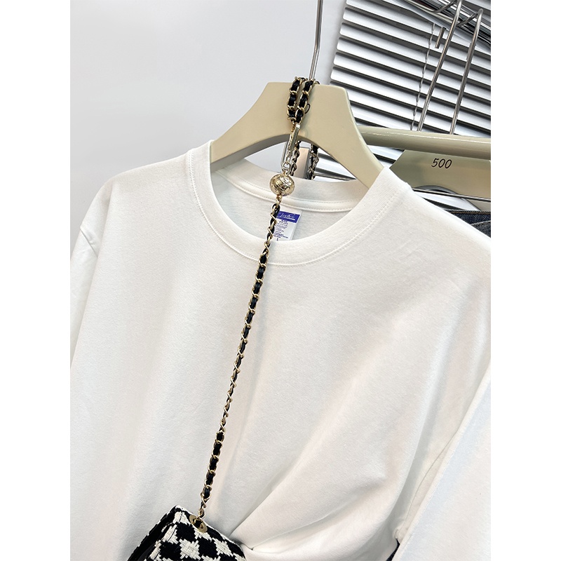 HIIXIIVI Áo Thun 100% cotton Tay Dài Dáng Rộng Mẫu Mới 2024 Phong Cách Hàn Quốc Dành Cho Nữ