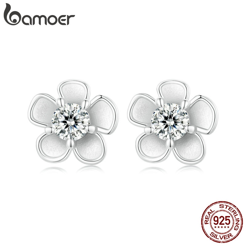 Bamoer Bông Tai Bạc sterling 925 Hình Hoa Anh Đào Xinh Xắn
