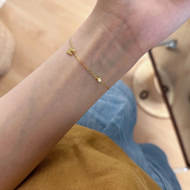 Vòng Tay Mặt Chữ h Đính Đá zircon Đơn Giản Thời Trang Cao Cấp Dành Cho Nữ