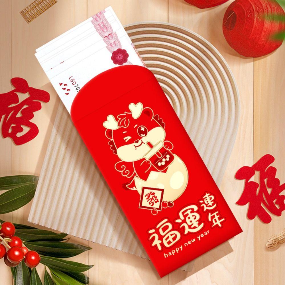 Bao lì xì MMULCK họa tiết rồng may mắn năm mới DIY phong cách truyền thống