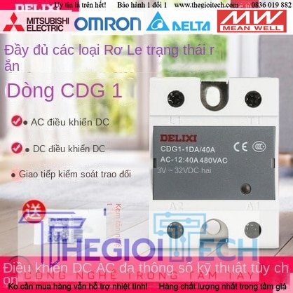 Rơ Le Rắn SSR Delixi CDG1-1DA20A Điều Khiển Một Pha DC AC - DC ĐK AC