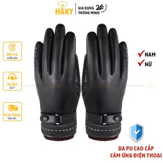  Găng tay da nam nữ lót lông cao cấp giữ ấm chống lạnh mùa đông HAKY028 thiết kế thời trang cảm ứng điện thoại mượt 