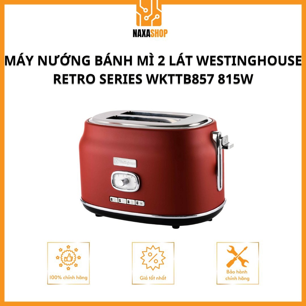 Máy nướng bánh mì 2 lát Westinghouse WKTTB857 thương hiệu Mỹ - phong cách Retro