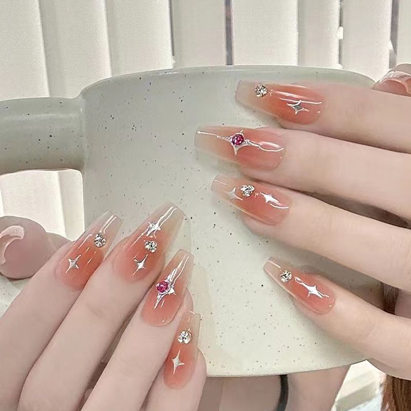 Miếng Dán Trang Trí Móng Tay Họa Tiết Ngôi Sao Đính Đá 5d Nhiều Màu Sắc