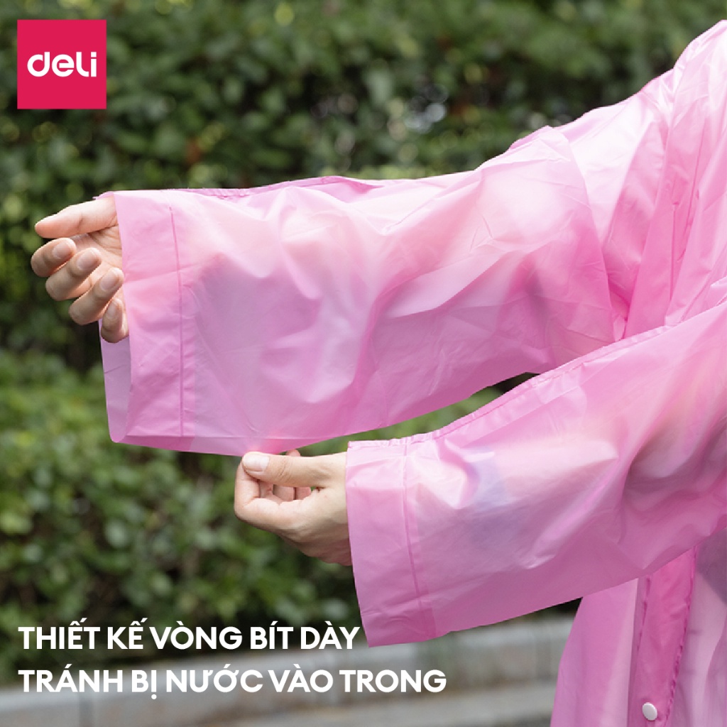 Áo Mưa 1 người trong suốt EVA Deli siêu dày chống thấm cho mưa to phong cách thời trang nhiều màu sắc