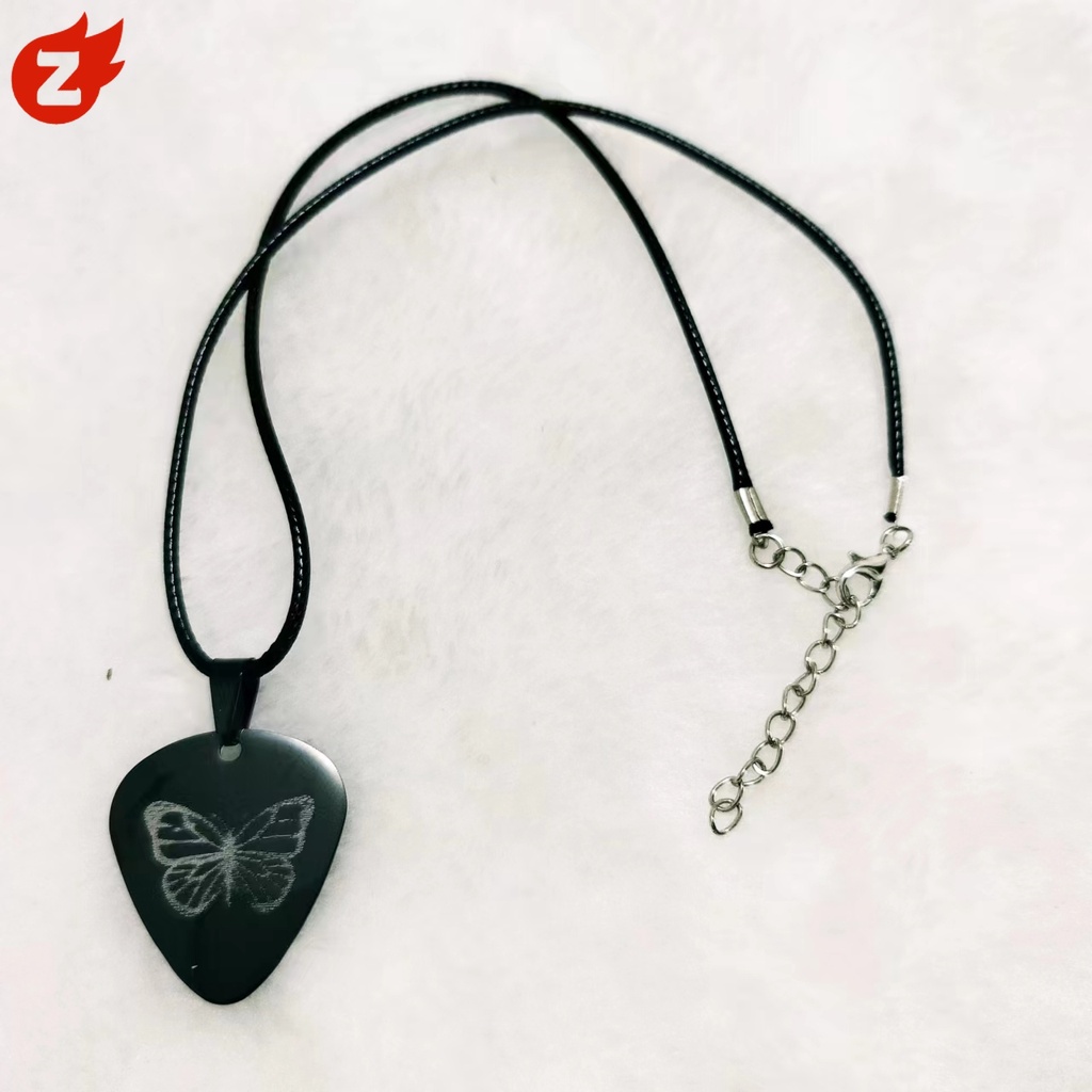 Mariah Vòng cổ Da Mặt Hình Miếng Gảy Đàn guitar Bằng Thép Không Gỉ