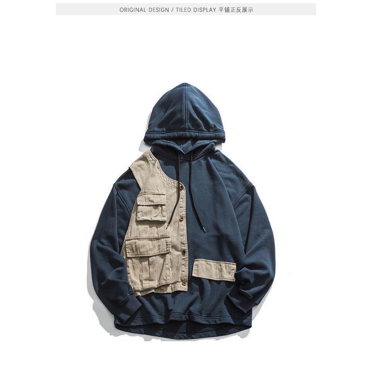 Áo hoodie Rút Dây Màu Sắc Tương Phản Thời Trang Công Sở Cho Nam