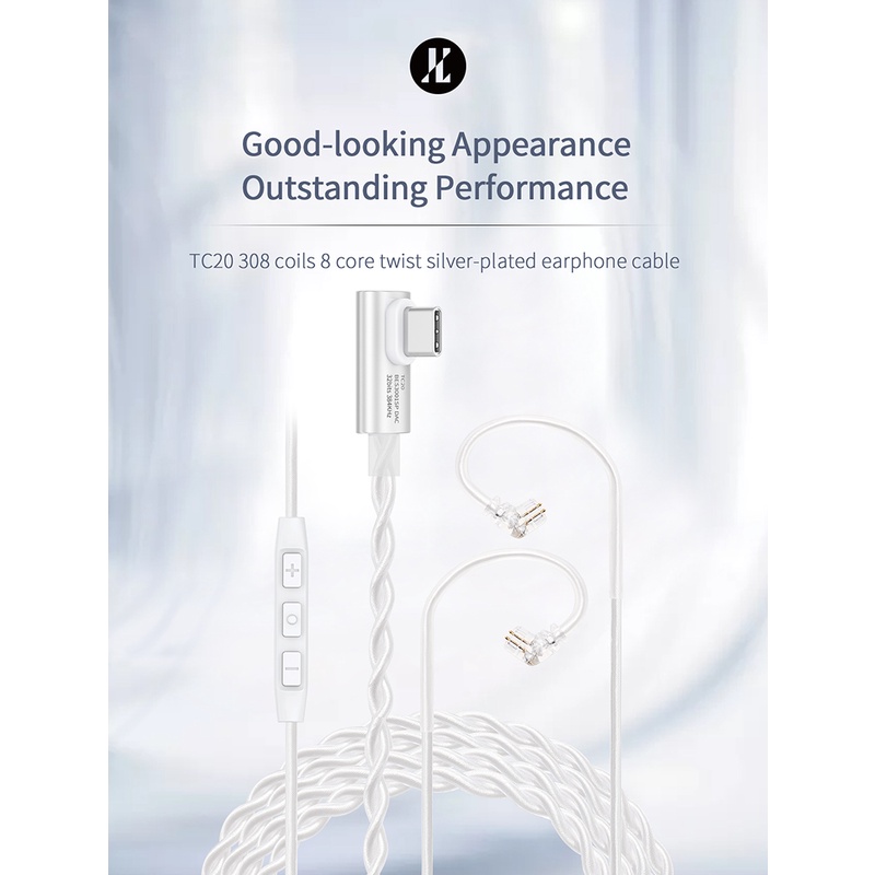 Jcally Cáp Tai Nghe Mạ Bạc tc20 type-c 8 Lõi bes3001-sp dac Kèm mic Cho kz trn