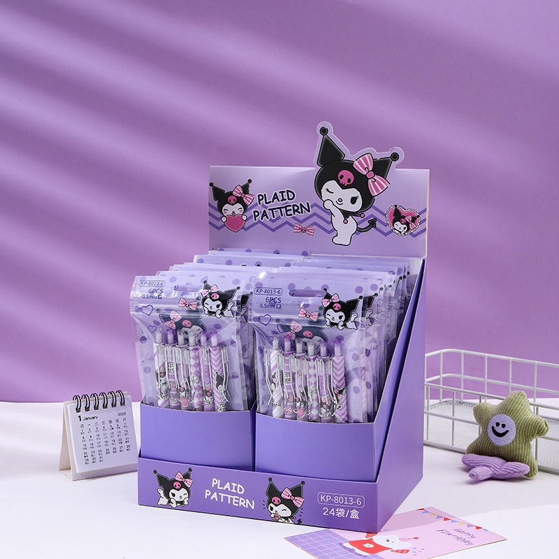 Set 12 Bút Mực gel Họa Tiết Hoạt Hình kuromi Bằng Kim Loại Dễ Thương Độc Đáo Cho Học Sinh