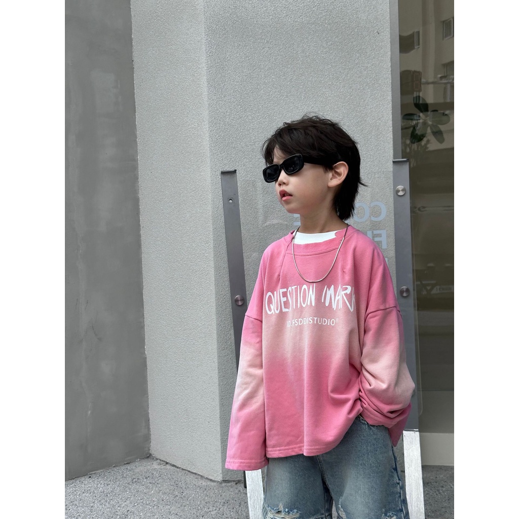 Áo nỉ cho bé AB787 size 90-140 màu hồng omber, thời trang trẻ em phong cách Hàn Quốc