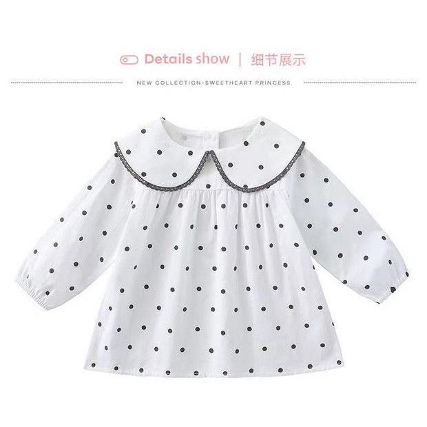 Áo Thun Tay Dài Màu Trắng Bằng Chất Liệu cotton Dùng Cho Bé Gái