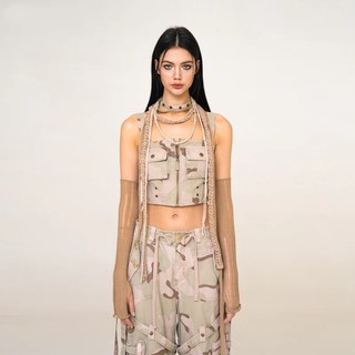 TZLK SMFK desert camouflage tactical vest Ju Jingyi same style drawstring waist-tied tooling sling slim fit
