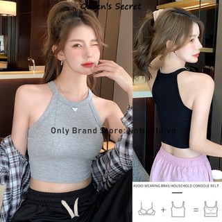Áo ba lỗ có đệm ngực ngắn cố định ren