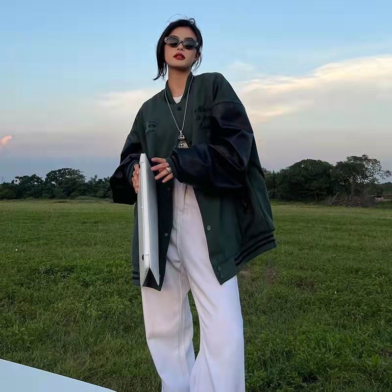 Áo Khoác Bóng Chày Dáng Rộng In Chữ Phong Cách Mỹ Thời Trang Xuân Thu Cho Cặp Đôi xsen