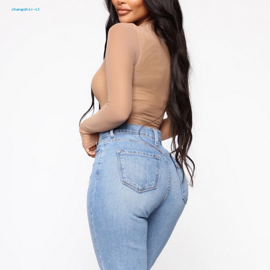 Changshic- bodysuit Phối Ren Quyến Rũ Ôm Dáng Phối Lưới Thoáng Khí Phù Hợp Với Nam Á Á Thời Trang