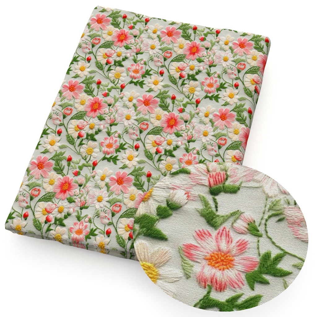 Vải Thêu Hoa polyester Kích Thước 50 * 145cm