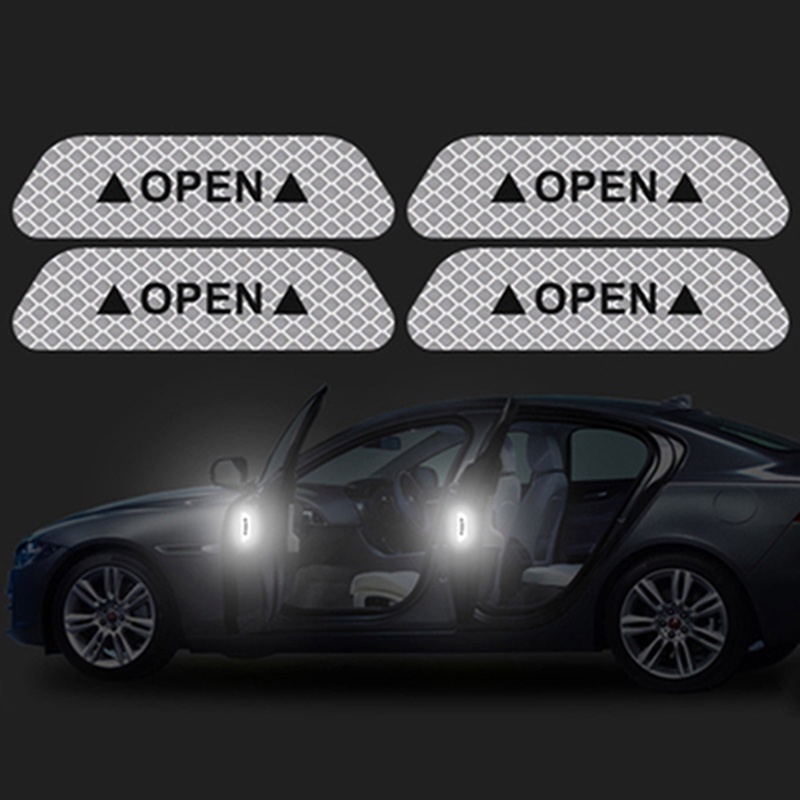Bộ 4 Miếng Dán Cảnh Báo Mở Cửa Xe Hơi Phản Quang Chuyên Dùng