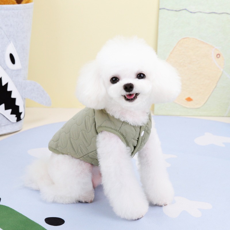 Áo Khoác cotton Dày Dặn Giữ Ấm Có Vòng Kéo Thời Trang Thu Đông Cho Thú Cưng