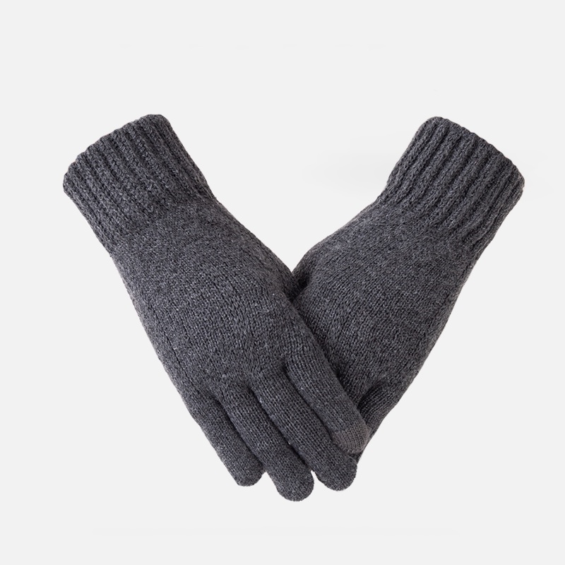 Găng Tay Dệt Kim Dày Dặn Màu Trơn Chống Lạnh Có Thể Dùng Màn Hình Cảm Ứng Dành Cho Nam