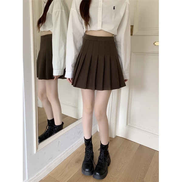 Chân Váy Len Chữ a Lưng Cao Xếp Ly Phong Cách Hàn Quốc Thời Trang Mùa Thu Cho Nữ