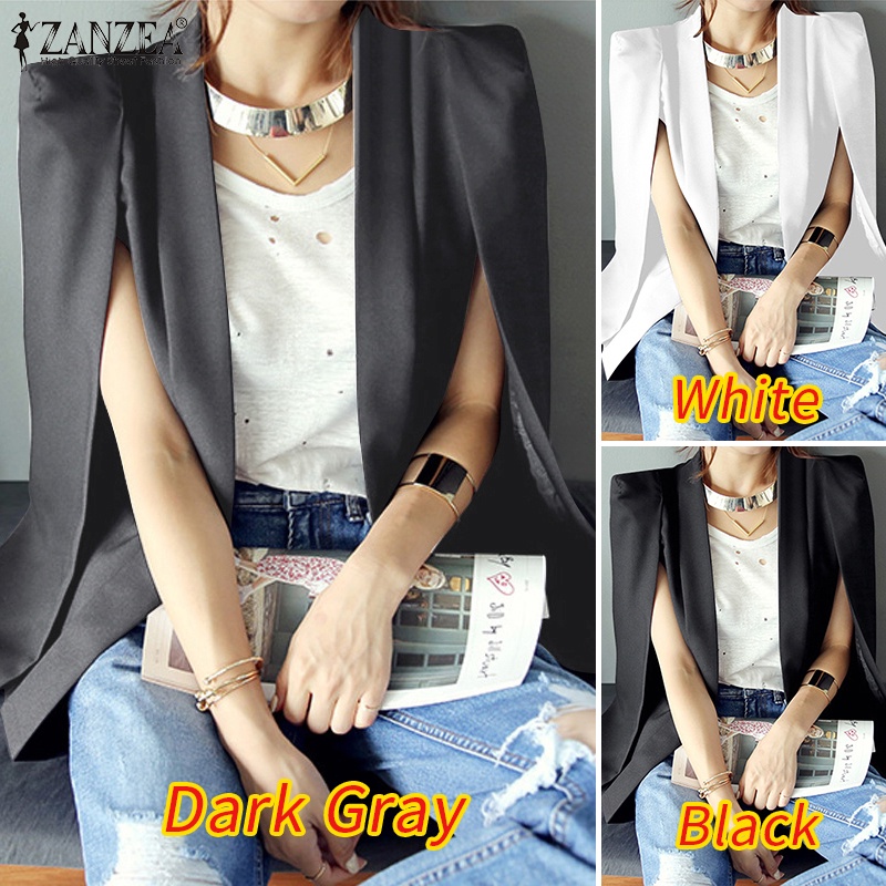 Zanzea Áo Khoác blazer Dài Tay Màu Trơn Phong Cách Hàn Quốc Thanh Lịch Dành Cho Nữ