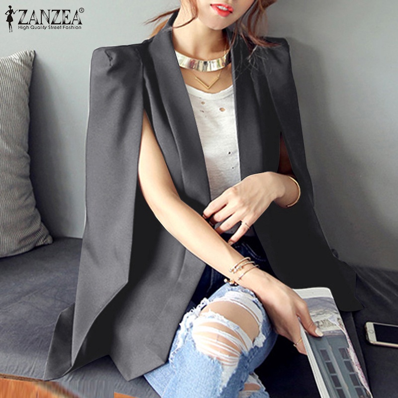 Zanzea Áo Khoác blazer Dài Tay Màu Trơn Phong Cách Hàn Quốc Thanh Lịch Dành Cho Nữ