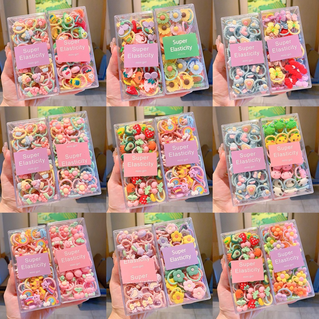 Bộ 30 Dây Cột Tóc Cao Su Nhiều Màu Sắc Dễ Thương Cho Bé Gái