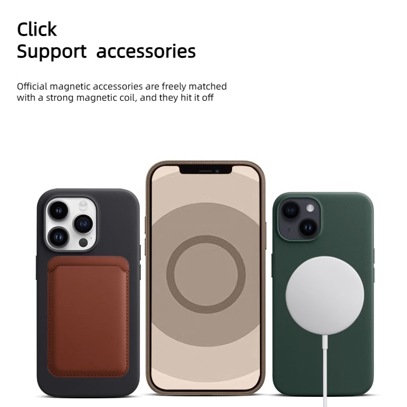 Ốp Lưng từ tính iPhone 15 Pro Max Plus 15Pro Bao Da Cho Da Thật Sang Trọng Có Hút Từ Tính Tương Thích Với Bộ Sạc Nhanh Không Dây Ví Đựng Thẻ Bằng Da