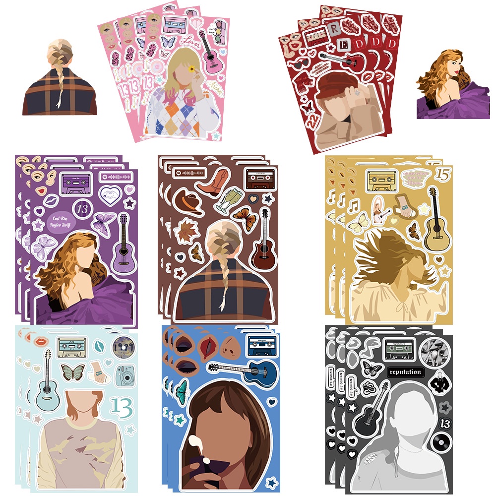 Bộ 8 Miếng Dán Trang Trí Hình Ca Sĩ taylor swift