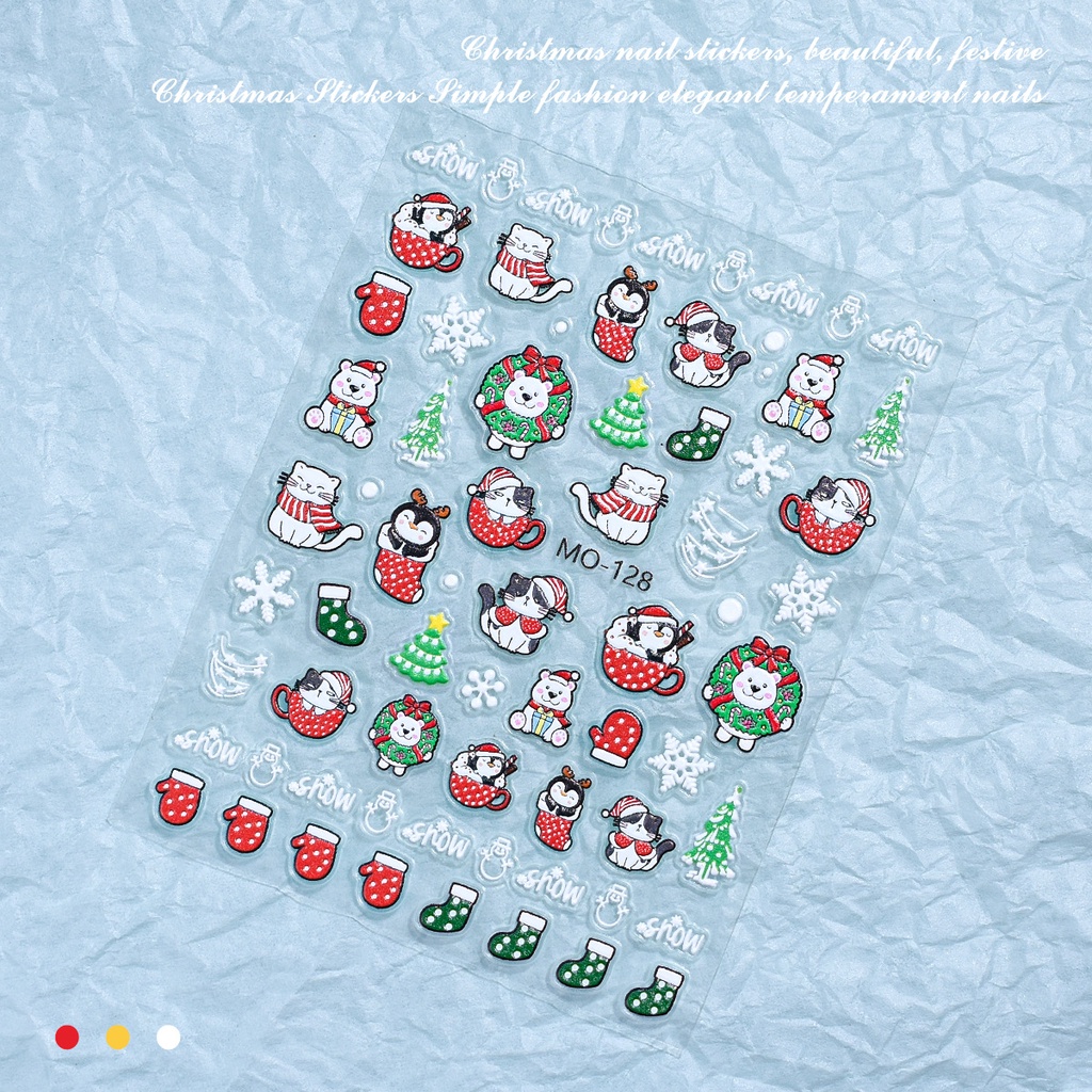 Miếng Dán Móng Tay 5d Họa Tiết Giáng Sinh Hoạt Hình Phong Cách Âu Mỹ santa claus snowman snowflake Bán Sỉ