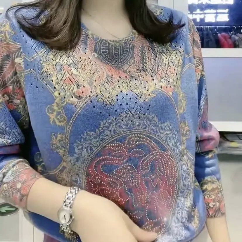 Áo Sơ Mi Tay Dài Dáng Rộng In Họa Tiết Thời Trang Mùa Thu Cho Phụ Nữ Trung Niên