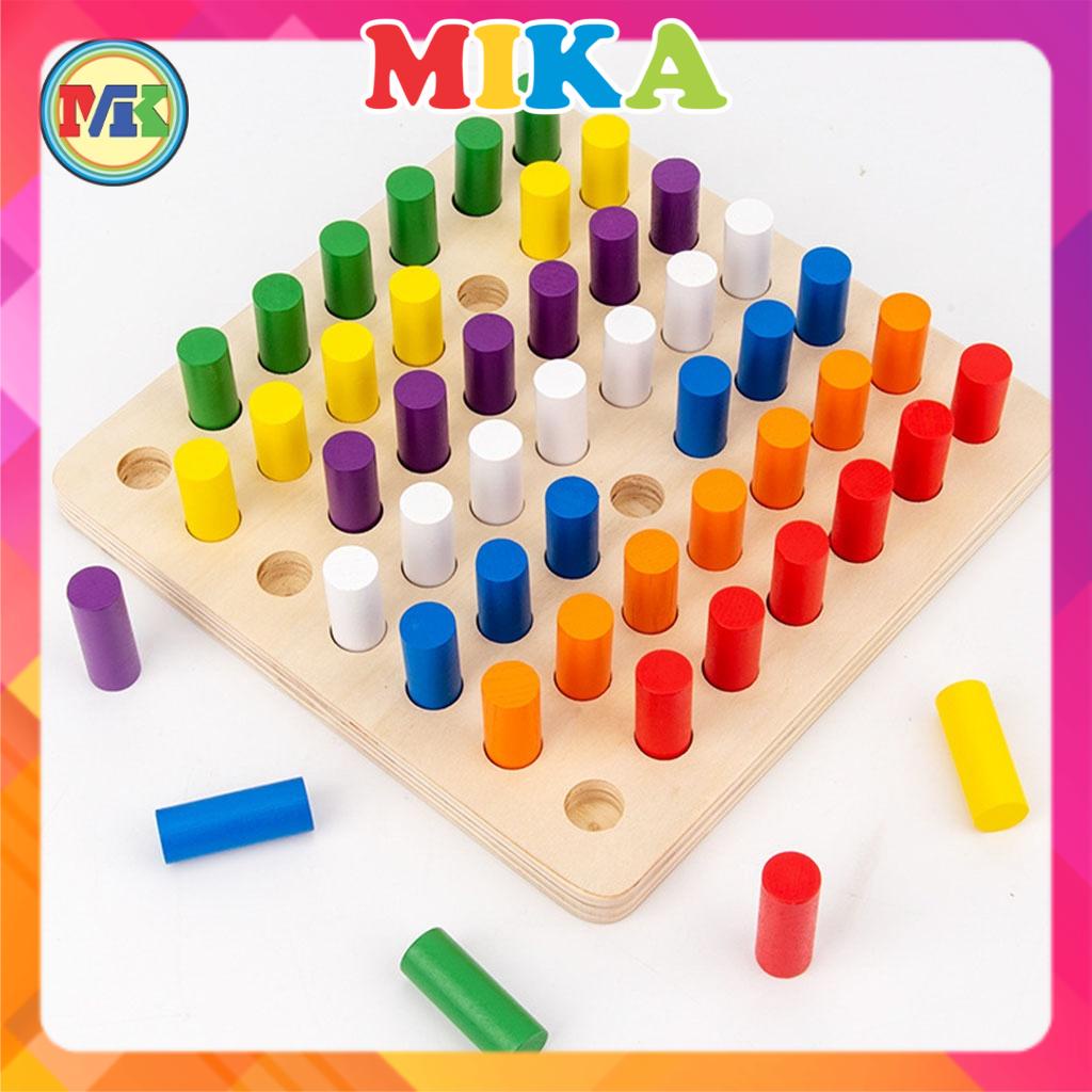 Đồ Chơi Gỗ Trụ Màu Sắc Montessori - Đồ Chơi Thông Minh Phát Triển Trí Tuệ Cho Bé Trai, Gái 2 3 4 5 Tuổi [DC26]