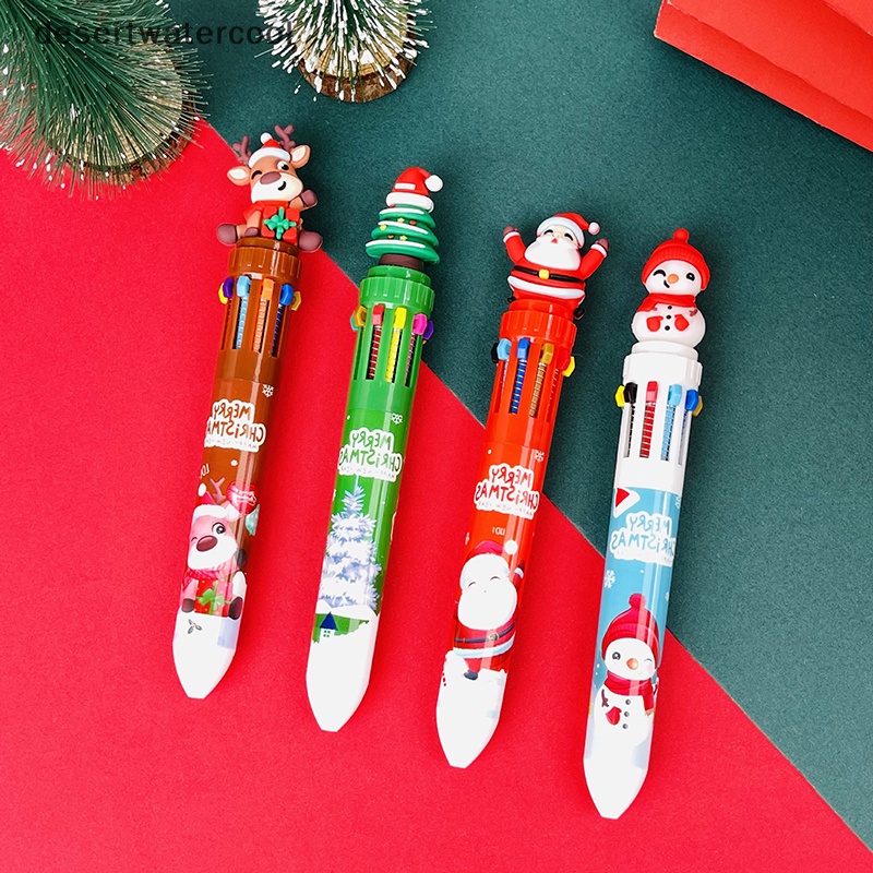 1 Bút Bi 10 Màu Ngòi 0.5mm Hình Ông Già Noel Dễ Thương