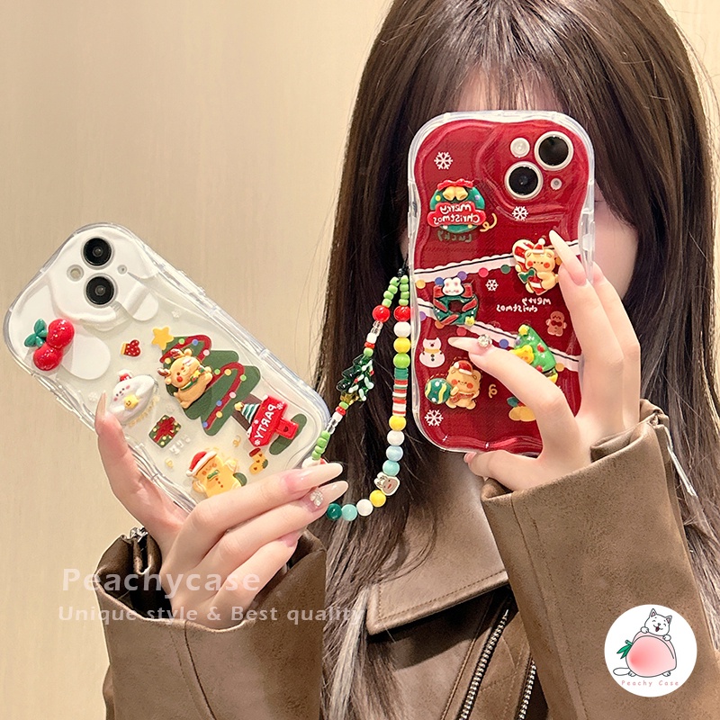 Ốp Điện Thoại tpu Mềm Chống Sốc Gắn Dây Xích Hình Cây Thông Giáng Sinh 3d Cho iphone 15 14 13 12 pro max 11 15promax 15pro