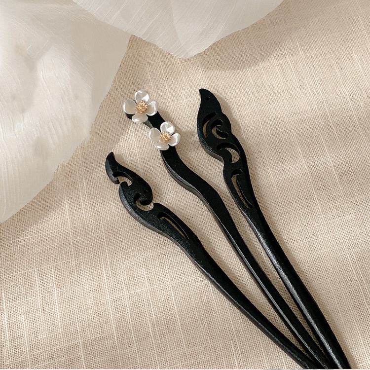 Trâm Cài Tóc Hình Hoa Màu Đen Phong Cách Cổ Điển Thời Trang Năm 2023