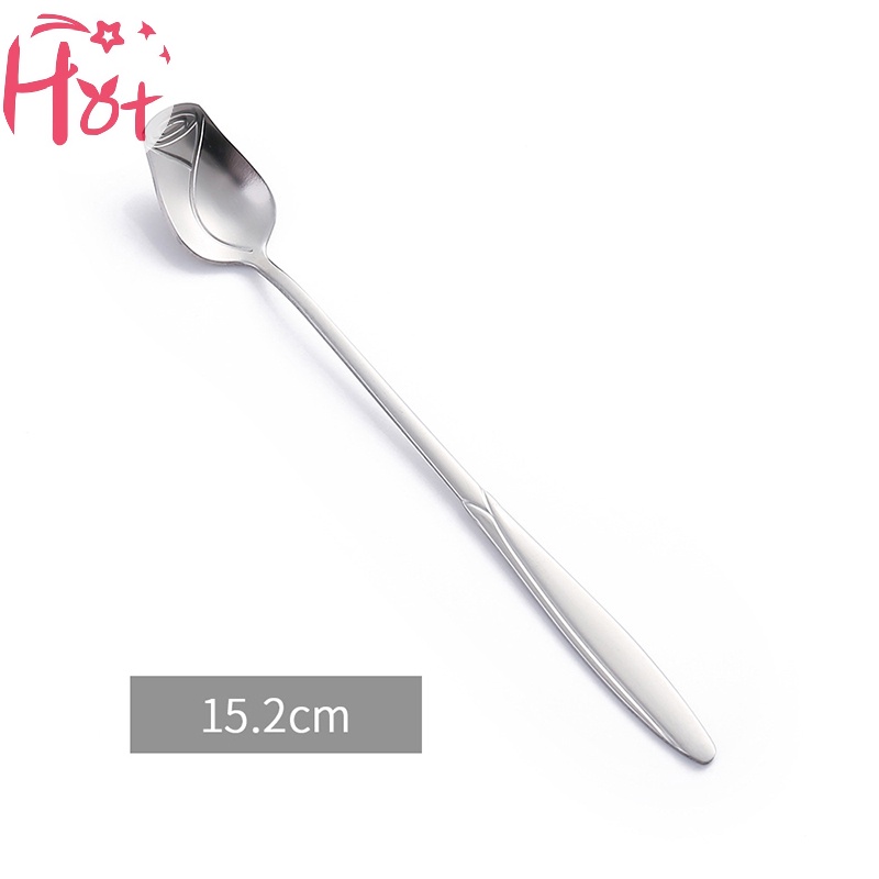 Muỗng Cà Phê Bằng Thép Không Gỉ Hình Hoa Hồng Dễ Thương