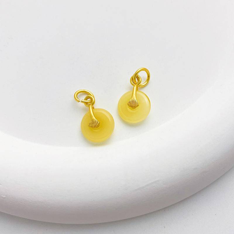 Mặt Dây Chuyền / Vòng Tay / Dây Chuyền Thủ Công Bằng Ngọc Bích Giả Màu Vàng 18k Hình Hoa Sen Có Khóa An Toàn diy