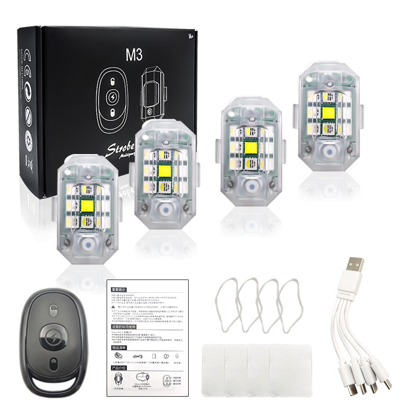 Đèn led Cảnh Báo Điều Khiển Từ Xa Không Dây 7 Màu Chống Nước Cho Xe Hơi Xe Máy Xe Đạp