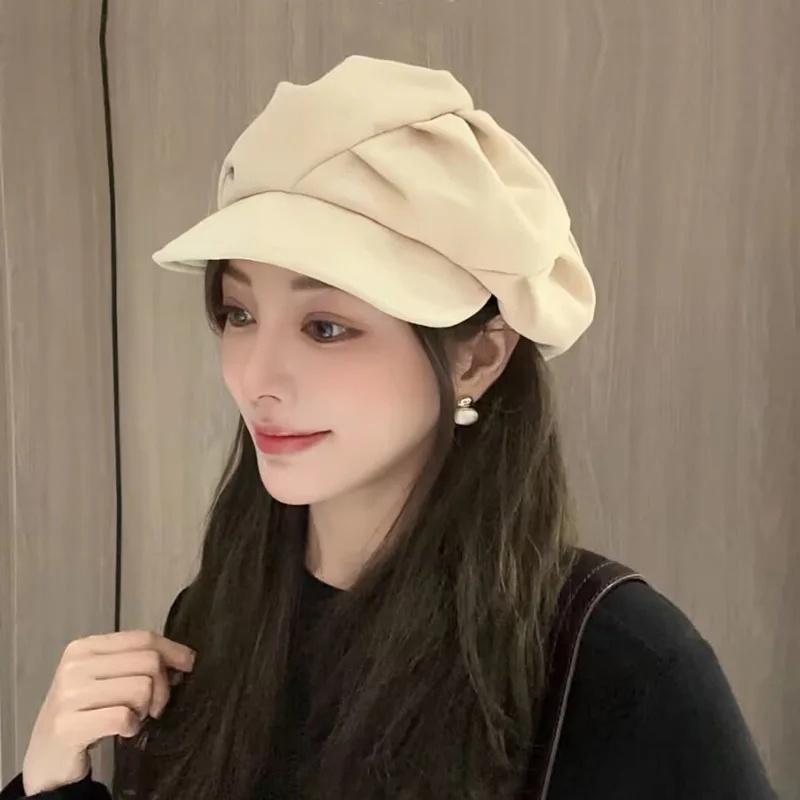 Mũ beret Xếp Ly Thời Trang Thu Đông Mới Cho Nữ