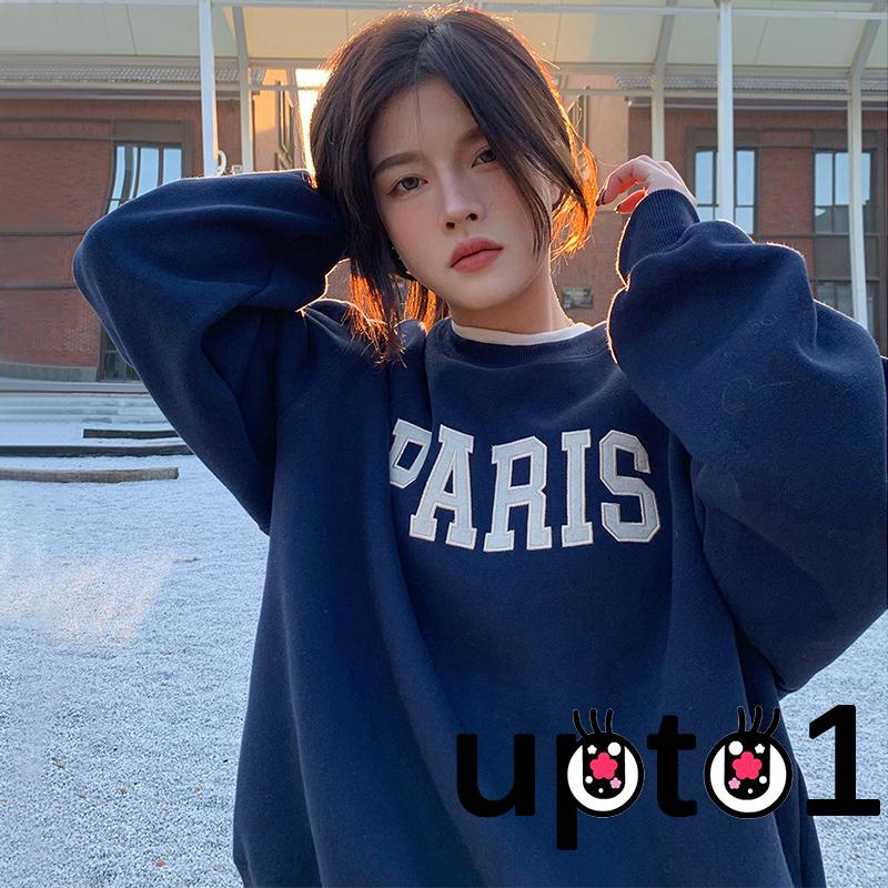 Áo Sweater Tay Dài Cổ Tròn In Chữ Nâng Cao Thời Trang Mùa Đông Cho Nữ