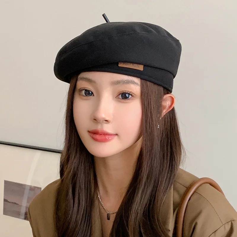 Mũ Beret Len Màu Trơn Phong Cách Hàn Quốc Thời Trang Thu Đông Cho Nữ