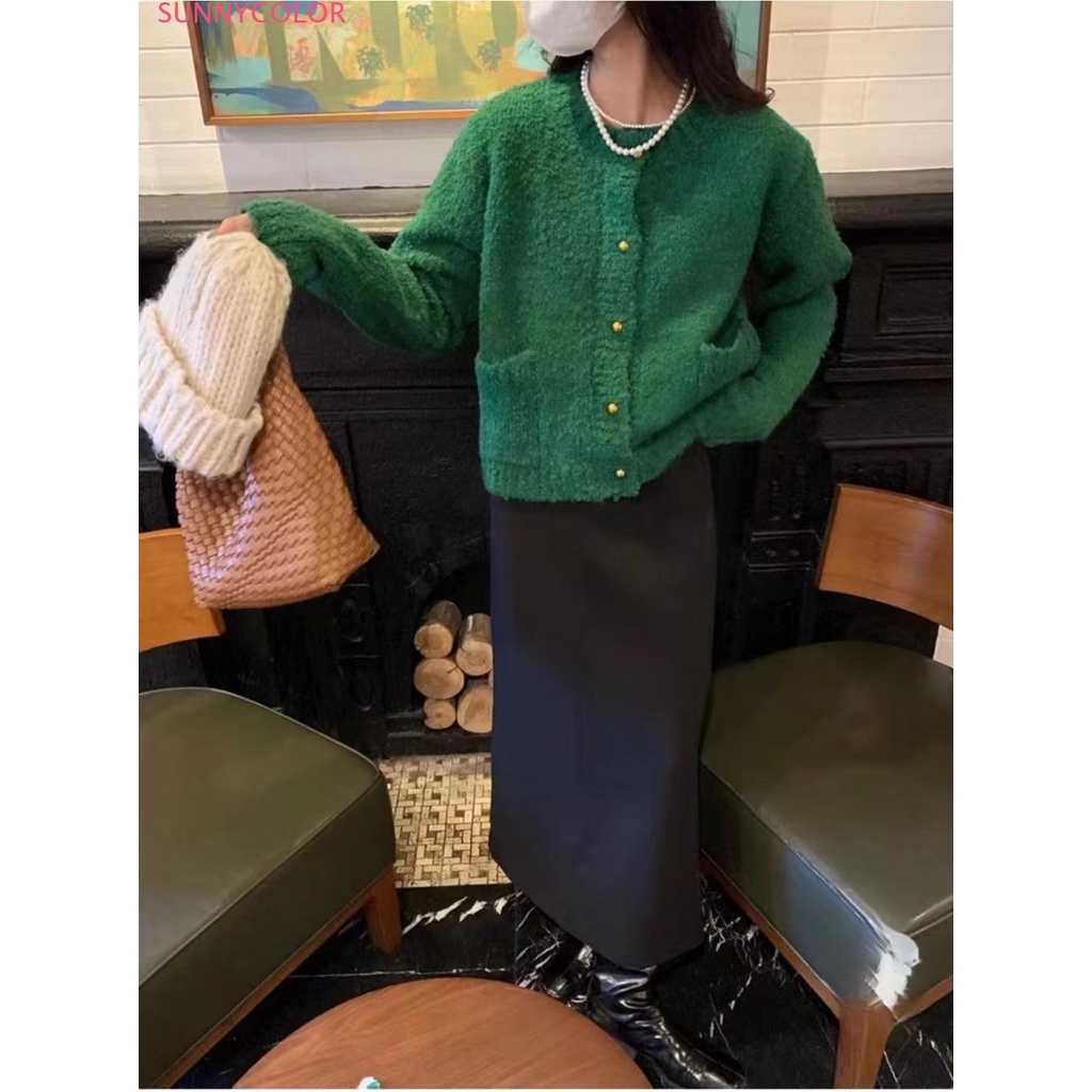 SUNNYCOLOR Áo Len áo khoác cardigan Thời trang Cổ điển Korean Stylish WMY23A0O9N 42Z231021