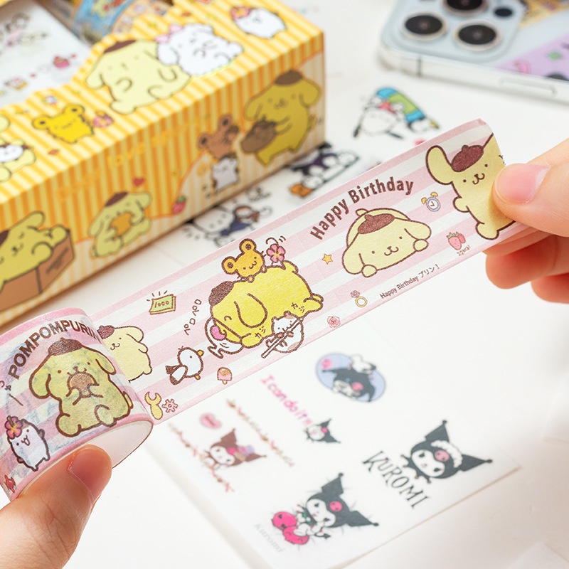 Hoạt Hình Cuộn Băng Dính washi Hình sanrio kuromi melody Dễ Thương Trang Trí Sổ Tay