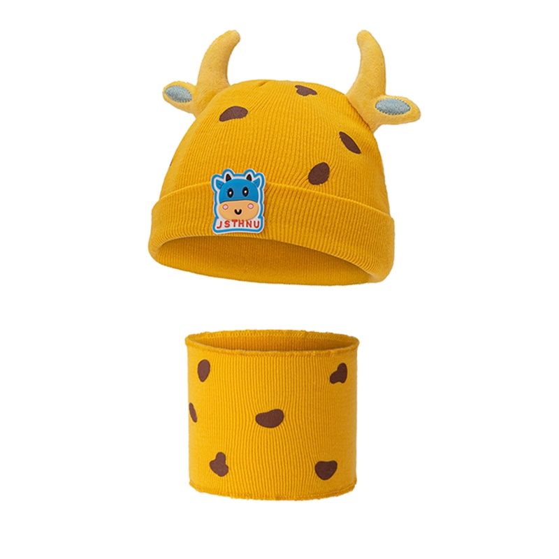 Set Mũ Len + Khăn Choàng Cổ Dễ Thương Cho Bé 0-3 Tuổi