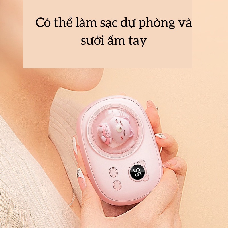 Máy Sưởi Mini Cầm Tay Hoạt Hình Dễ Thương Giúp Làm Ấm Tay Kiêm Sạc Dự Phòng Pin 5000mAh