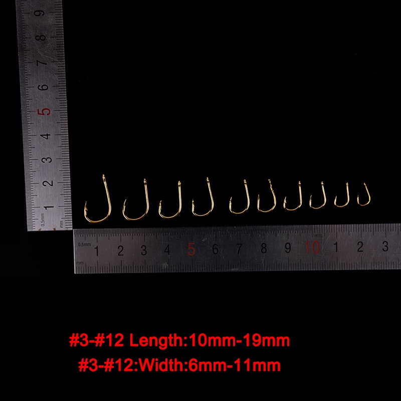 Bighsm 500 Chiếc / Bộ #3~#12 Lưỡi Câu Cá Bằng Thép carbon Màu Vàng Kèm Hộp Đựng Skk skk