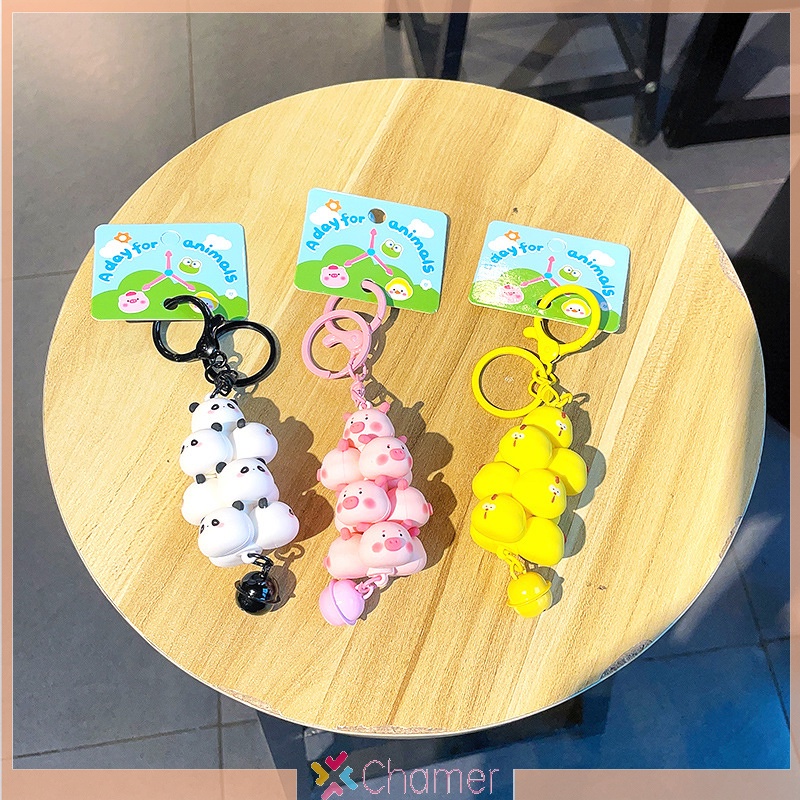 Móc Chìa Khóa pvc Hình Động Vật / Gà / Gấu Trúc / Heo Con Dễ Thương Làm Quà Tặng Cho Phụ Nữ Và Trẻ Em Mới