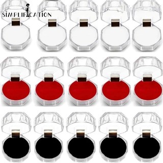 1 Hộp Đựng Nhẫn Hình Bát Giác Bằng acrylic Trong Suốt Đơn Giản
