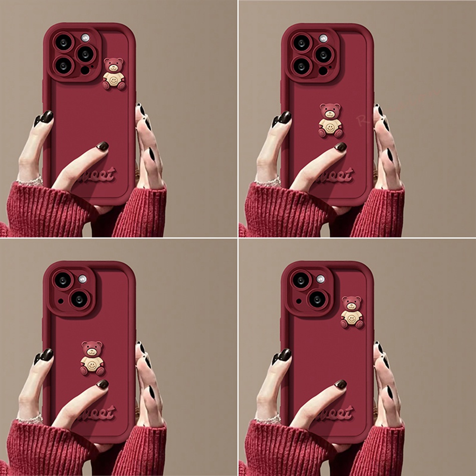 Ốp Điện Thoại Silicon Mềm Hình Gấu 3d Cho iphone 11 12 13 14 15 pro max plus 11pro 15pro x xr xs max 7 8 plus se 2020