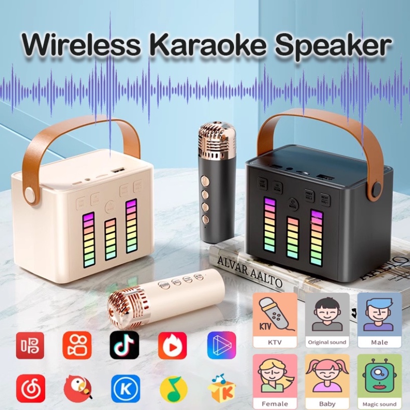 Bộ Loa karaoke bluetooth Không Dây mini Có Đèn rgb